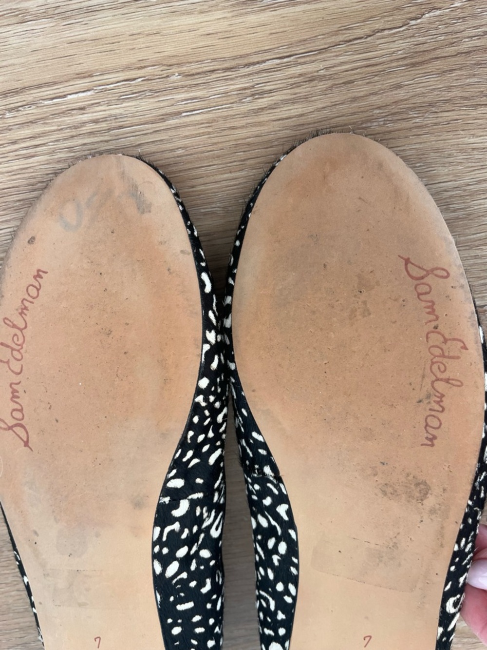 Sam Edelman Felicia Ballet Flats Black White Animal Print Calf Hair Leather, 7 - Picture 5 of 7